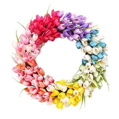 New on Amazon Rainbow Tulip Garland Pendant Valentine&prime;s Day Wedding Season Easter Decorations Door Hanging