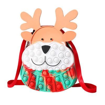 2021 New Style Christmas Gift High Quality Pop It Elk Shoulder Bag Bubble Fidget Sensory Toys for Kids Gift