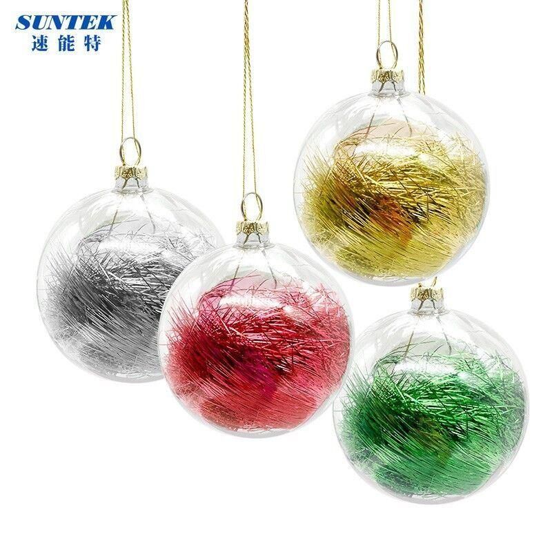 Prosub Sublimation Christmas Ball Personalized Custom Printing 8cm Plastic Clear 2D Christmas Ball Ornaments Sublimation Blank