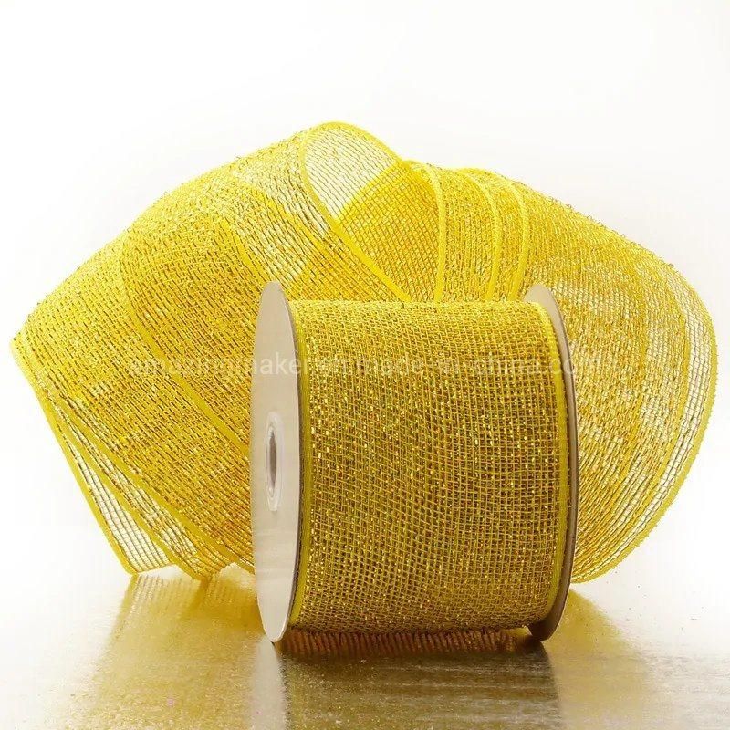 Half Solid Metallic 4′′ Wedding Deco Mesh Ribbons