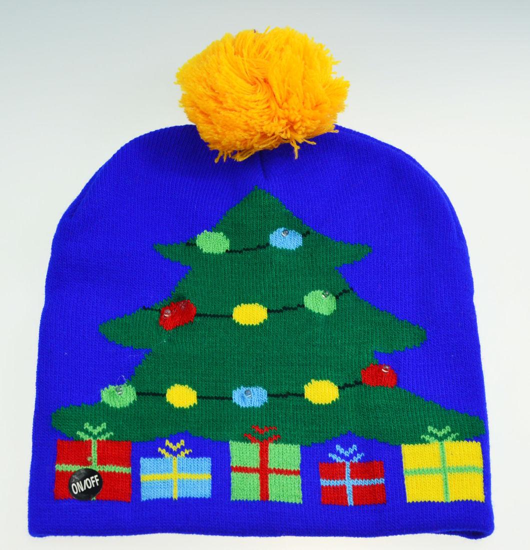 Customized LED Christmas Winter Warmer Knitted Beanie Hats