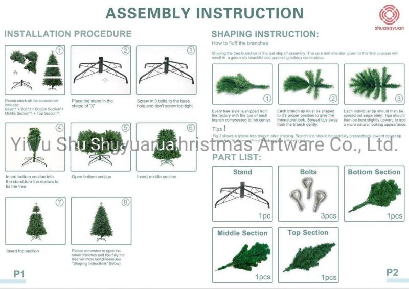 High Quality 150-180-210-240-270-300m Green Dense PE PVC Mix Artifical Christmas Tree Indoor Outdoor Decortion