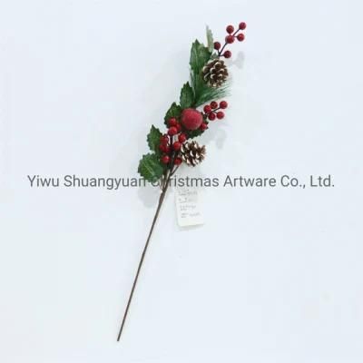 Glitter Powder Leaf Branch Flower Arrangement for Christmas Party Tree Venun Hanging Decoration