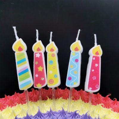 Burning Candle Shape Birthday Cake Decoration Candles Set for Party