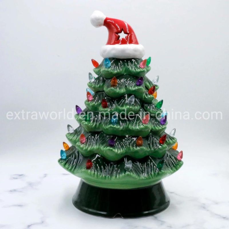 Hand-Painted Ceramic Christmas Tree Home Decoration Gift with LED Light