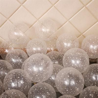 Superior Quality Five-Pointed Star Print Transparent Latex Balloons Party Decoration