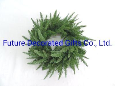 50cm Diameter Green Artificial Christmas Wreath with PE Tips and Metal Ring for Hanging